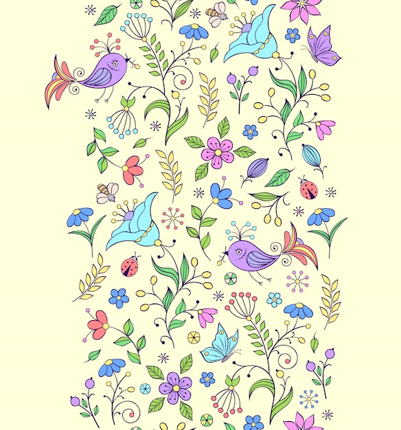抽象的な花とのシームレスなパターンのベクトルイラスト。花の背景