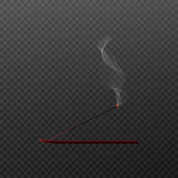 Вектор Векторная иллюстрация дымной ароматической палочки на подставке на прозрачном фоне