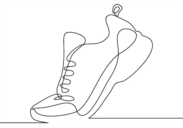 선 스타일 연속 한 줄의 운동화 스포츠 신발의 벡터 일러스트 레이 션