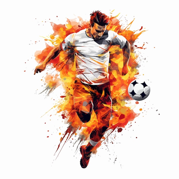 Vector vector_illustration_of_soccer_player_with_flames