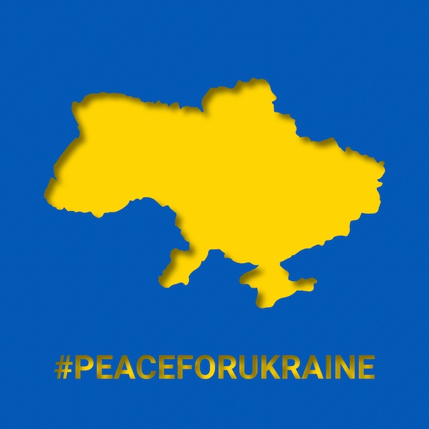 ウクライナの平和のためにウクライナの地図に組み込まれた旗のベクトルイラストテキスト