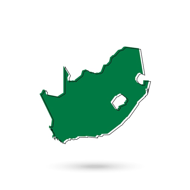 白い背景の上の南アフリカの緑の地図のベクトル図