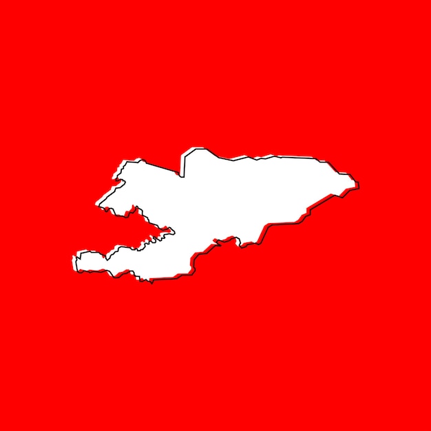 赤い背景のキルギスタンの地図のベクトル図