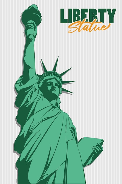 ベクトル アメリカ合衆国独立記念日をテーマにした自由の女神像のベクトルイラスト