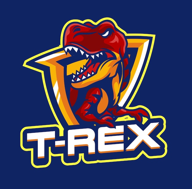 Векторная иллюстрация шаблона логотипа талисмана trex для спортивной команды и игровой команды