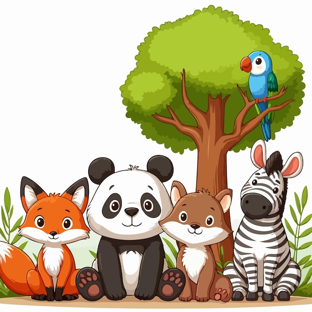 Вектор vector illustration of various wild and african animals set cartoons