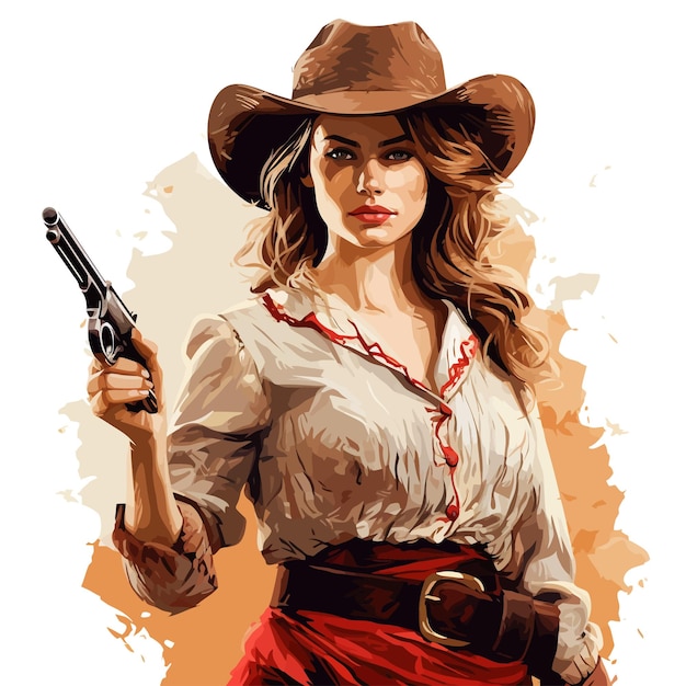 Vector vector_illustration_of_western_girl_with_revolve