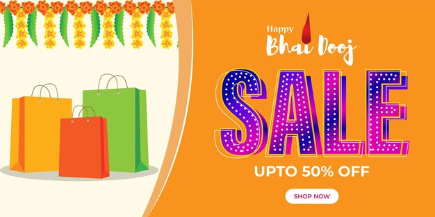 Vector illustration of offer banner for an Indian festival Bhai Dooj.