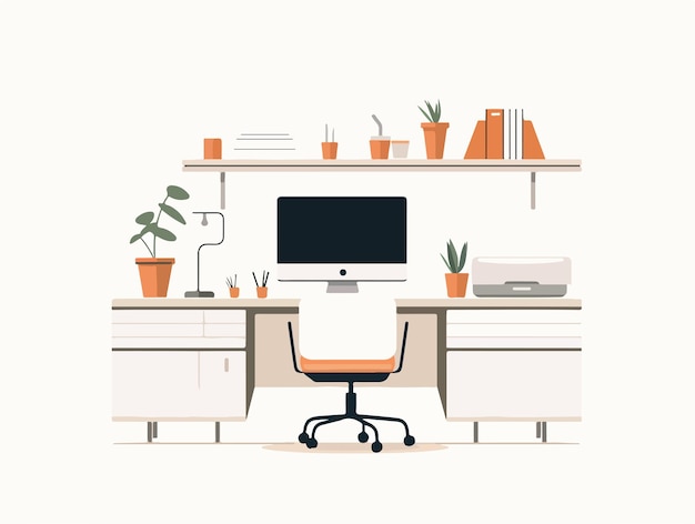 A vector illustration of office space