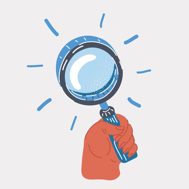 Vector illustration ofMagnifying glass in human hand