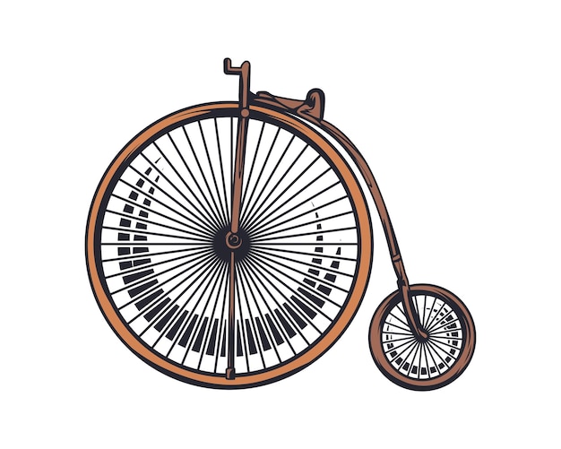 Vector vector illustration of an old bicycle with a big wheel in front