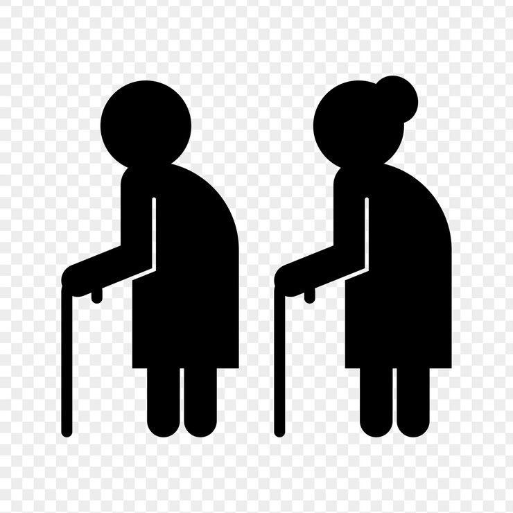 Vector illustration of old man and old woman icon on transparent background