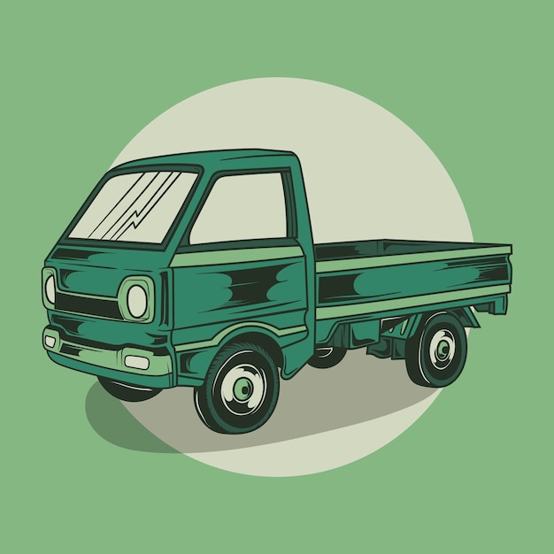 Vector vector illustration of old pickup car