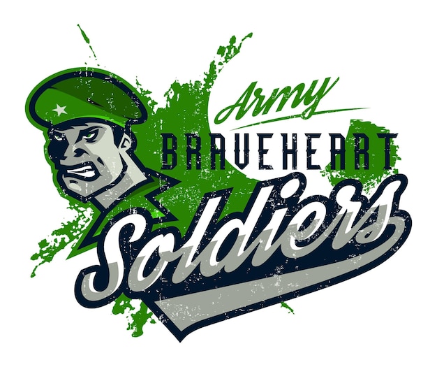Векторная иллюстрация на военную тему солдат в берете национального защитника текстовая надпись с эффектом гранжа типография футболка с графическим принтом баннер плакат флаер