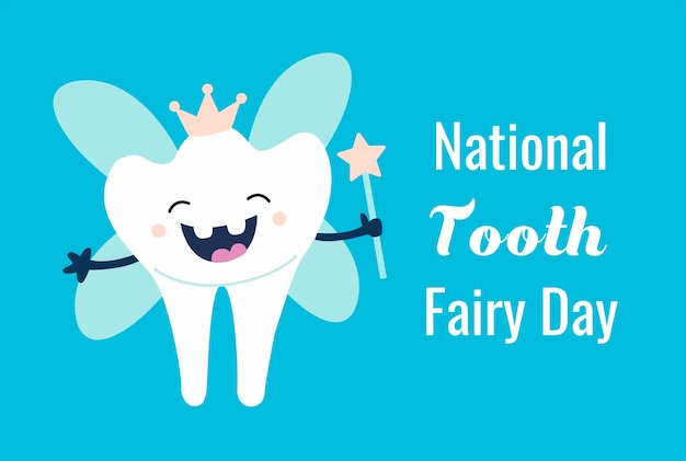 毎年7月22日と2月28日に行われるnational tooth faify dayをテーマにしたベクターイラスト