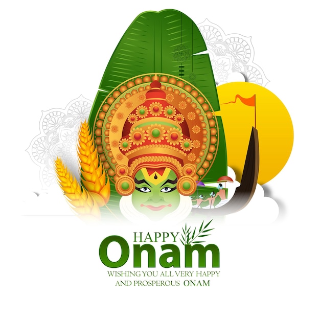 vector illustration of onam. Kerala Onam Greeting Card.