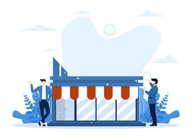 vector illustration of opening a business or starting a small business or opening a shop