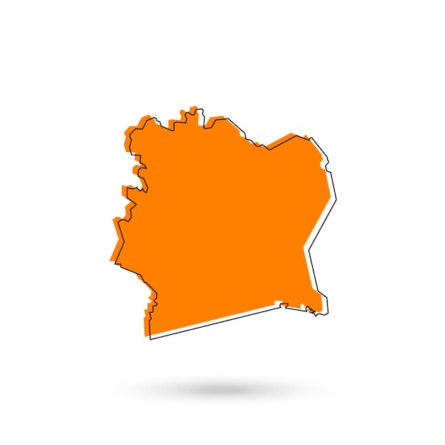 Vector illustration of the orange map of ivory coast on white background