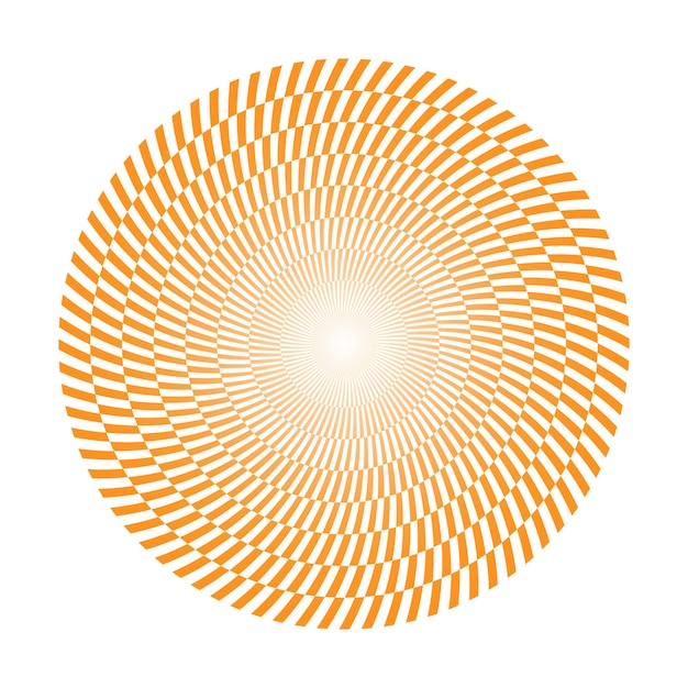 Vector vector illustration of orange op art spiral circle on a white background