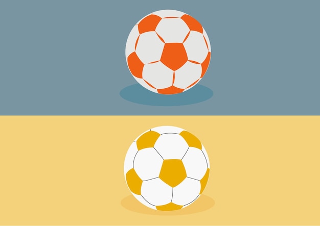 オレンジ白と白黄色のサッカーボールのベクトルイラスト