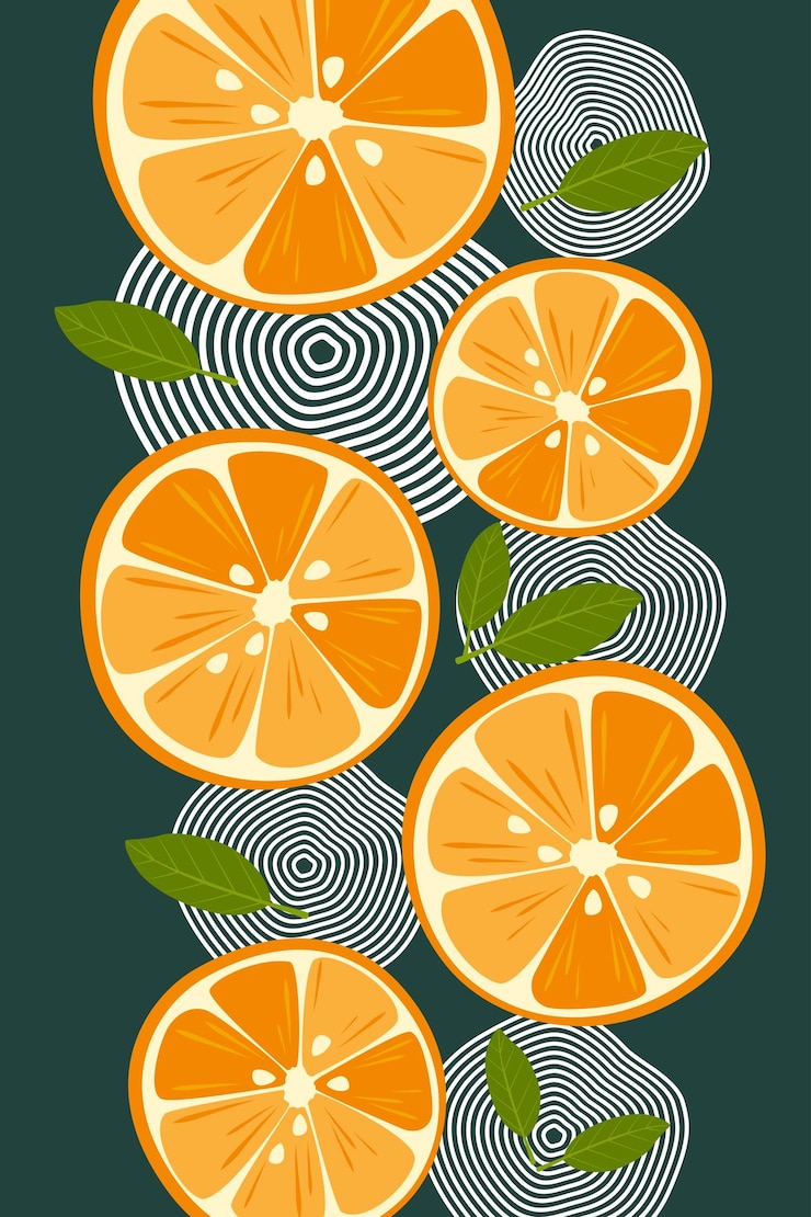 Vector vector illustration of oranges on a dark background