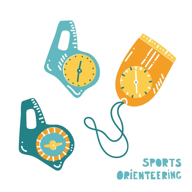 Vector illustration of orienteering compass