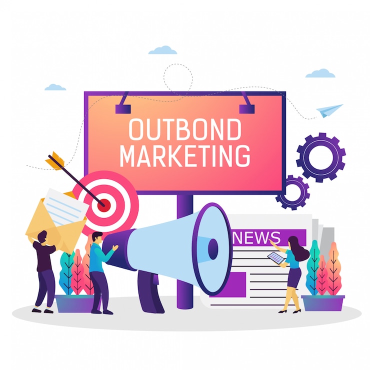 Vector vector illustration of outbound marketing