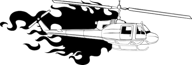 vector illustration of outline Helicopter