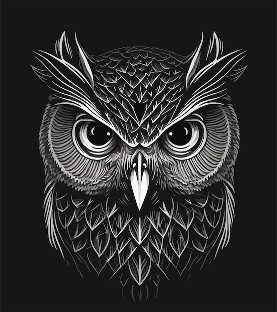 Premium Vector | Vector illustration of an Owl in black and white color