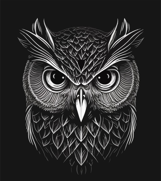 Vector illustration of an Owl in black and white color