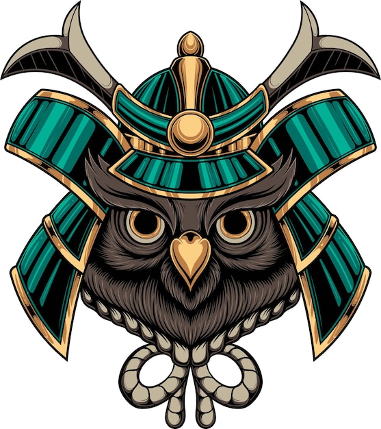 Vector illustration of owl samurai