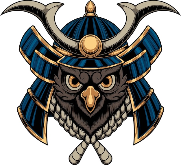 Vector illustration of owl samurai