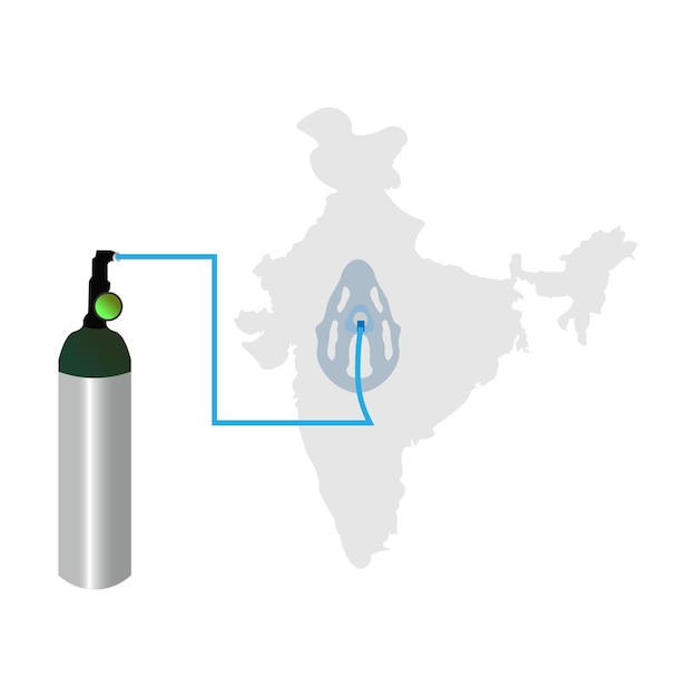 Vector Illustration of Oxygen Cylinder with mask .