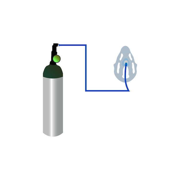 Vector vector illustration of oxygen cylinder with mask .