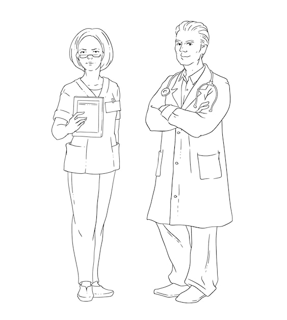 Vector vector illustration of a pair of doctors