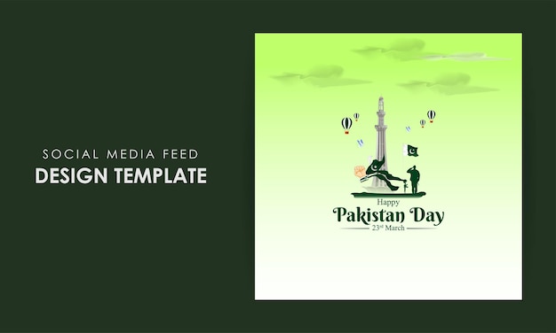 Vector vector illustration of pakistan day social media feed template