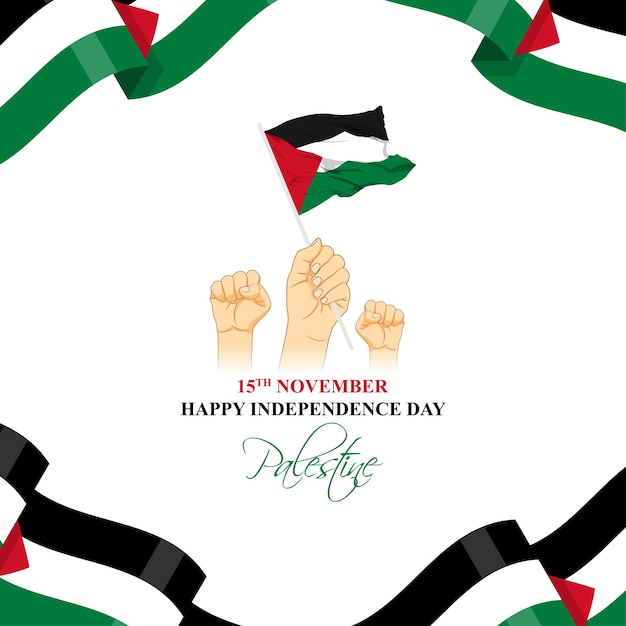 Векторная иллюстрация шаблона ленты в социальных сетях ко Дню независимости Палестины