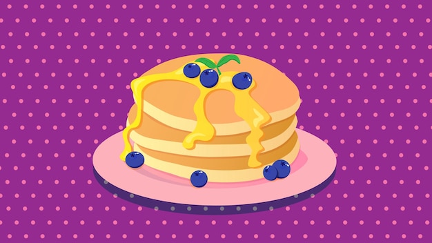 Vector vector illustration of pancakes on purple background