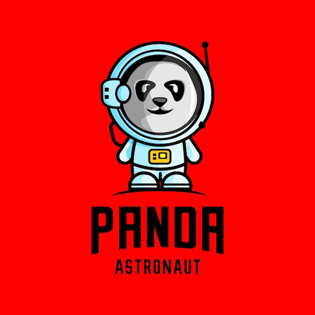 Vector vector illustration of a panda animal wearing an astronaut costume