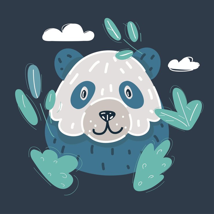 Vector 黑暗中熊猫脸部的向量插图