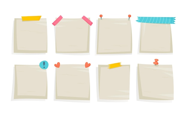 Vector illustration of a paper reminder a set of paper notes