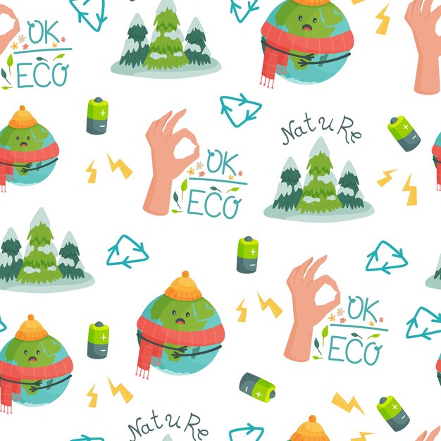 Vector vector illustration of a pattern on the theme of ecology.