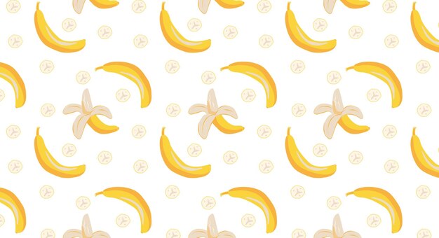 Illustrazione vettoriale modello con banane su sfondo bianco