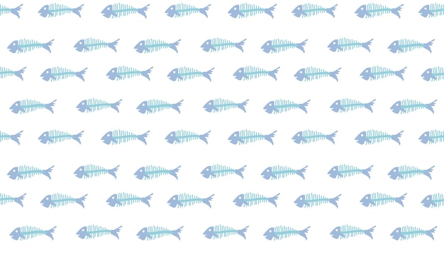 Vector illustration Pattern with fish bones on a white background