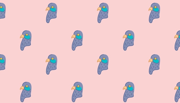 Vector illustration A pattern with pigeon faces on a pink background