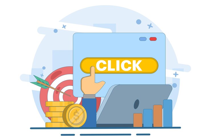 Vector vector illustration of pay per click concept or paid advertising campaign