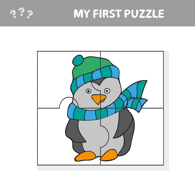 A vector illustration of penguin puzzle for prescholl kids - my first puzzle