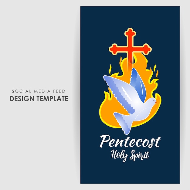 Vector illustration of Pentecost social media story feed mockup template