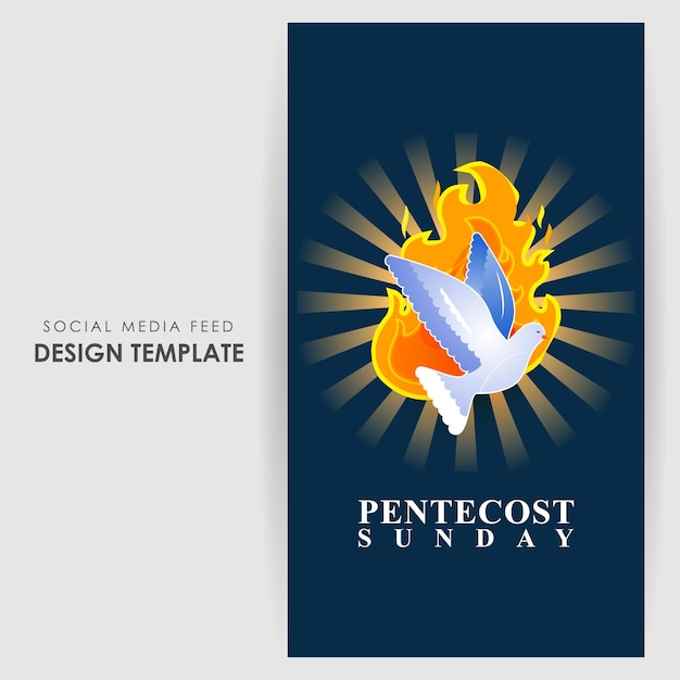 Vector illustration of Pentecost social media story feed mockup template