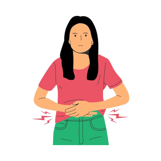 Vector vector illustration of people having stomach ache and nausea